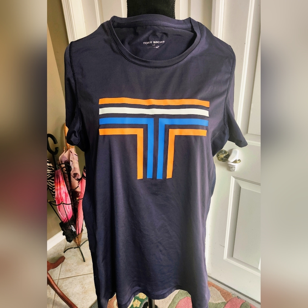 ‼️TORY BURCH‼️ Navy Blue Short Sleeve Athletic T-shirt, Tory Sport Size L
